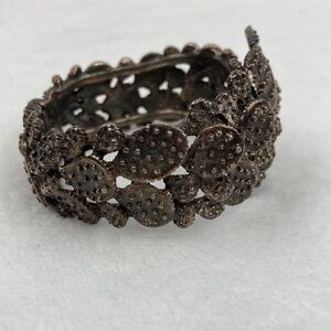 VTG Tortolani Prickly Cactus Hinged Cuff Bracelet Boho Brutalist Silvertone